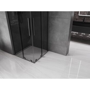 MEXEN/S - Velar Duo sprchovací kút, posuvné dvere 90 x 90, grafit, grafit metal 871-090-090-42-95