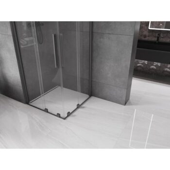 MEXEN/S - Velar Duo sprchovací kút, posuvné dvere 90 x 90, transparent, grafit metal 871-090-090-02-95