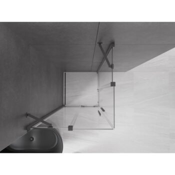 MEXEN/S - Velar Duo sprchovací kút, posuvné dvere 90 x 90, transparent, grafit metal 871-090-090-02-95
