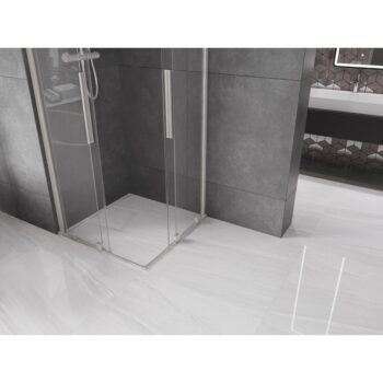 MEXEN/S - Velar Duo sprchovací kút, posuvné dvere 90 x 90, transparent, nikel kartáčovaný 871-090-090-02-97