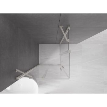 MEXEN/S - Velar Duo sprchovací kút, posuvné dvere 90 x 90, transparent, nikel kartáčovaný 871-090-090-02-97