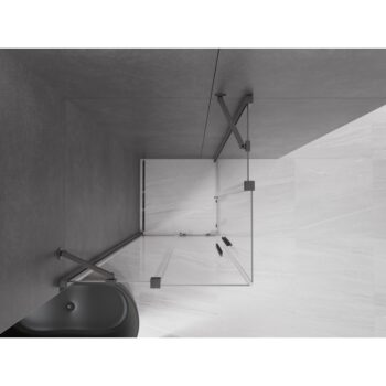 MEXEN/S - Velar Duo štvorcový sprchovací kút 100 x 100, transparent, šedá kartáčovaná 871-100-100-02-66