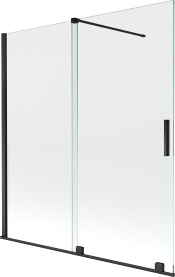 MEXEN/S - Velar Dvojkrídlová posuvná vaňová zástena 150 x 150, transparent, čierna 896-150-000-01-70