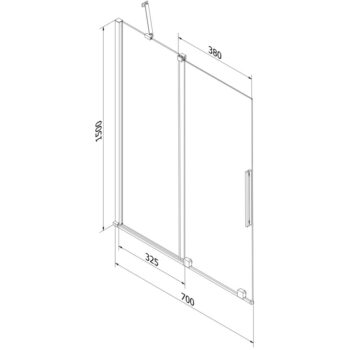 MEXEN/S - Velar Dvojkrídlová posuvná vaňová zástena 70 x 150, transparent, šedá kartáčovaná 896-070-000-01-66