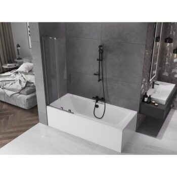 MEXEN/S - Velar Dvojkrídlová posuvná vaňová zástena 70 x 150, transparent, šedá kartáčovaná 896-070-000-01-66