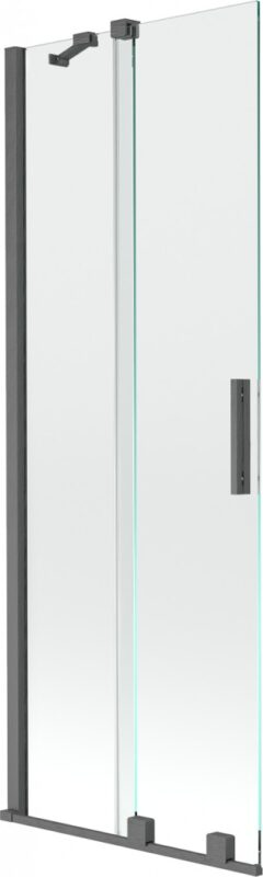 MEXEN/S - Velar Dvojkrídlová posuvná vaňová zástena 70 x 150, transparent, šedá kartáčovaná 896-070-000-01-66