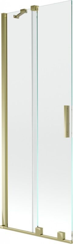 MEXEN/S - Velar Dvojkrídlová posuvná vaňová zástena 75 x 150, transparent, zlatá 896-075-000-01-50