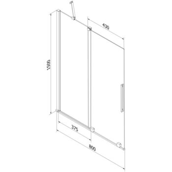 MEXEN/S - Velar Dvojkrídlová posuvná vaňová zástena 80 x 150, transparent, šedá kartáčovaná 896-080-000-01-66