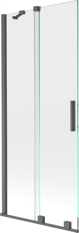 MEXEN/S - Velar Dvojkrídlová posuvná vaňová zástena 80 x 150, transparent, šedá kartáčovaná 896-080-000-01-66