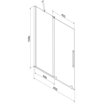 MEXEN/S - Velar Dvojkrídlová posuvná vaňová zástena 85 x 150, transparent, šedá kartáčovaná 896-085-000-01-66