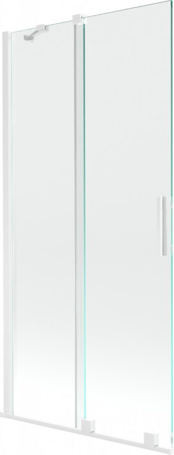 MEXEN/S - Velar Dvojkrídlová posuvná vaňová zástena 90 x 150, transparent, biela 896-090-000-01-20