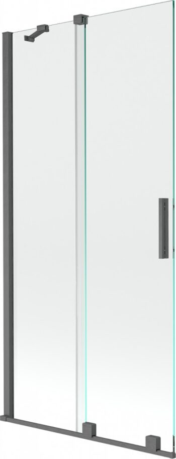 MEXEN/S - Velar Dvojkrídlová posuvná vaňová zástena 90 x 150, transparent, šedá kartáčovaná 896-090-000-01-66