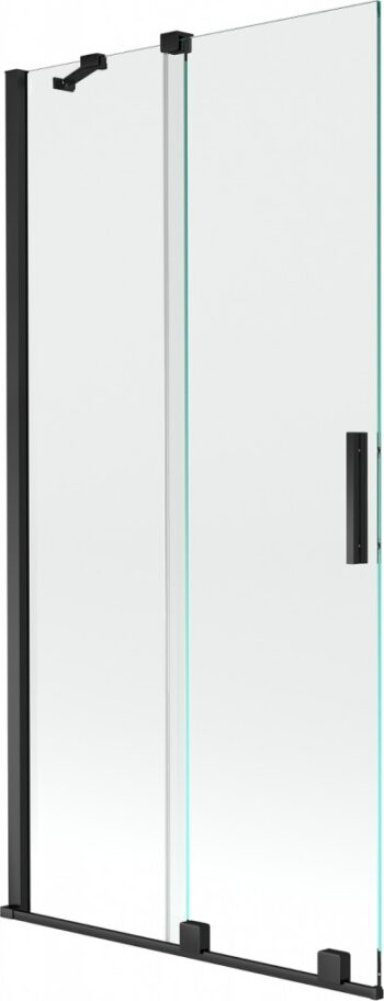 MEXEN/S - Velar Dvojkrídlová posuvná vaňová zástena 95 x 150, transparent, čierna 896-095-000-01-70