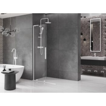 MEXEN/S - Velar L Sprchová zástena posuvná Walk-in 100 x 200, transparent 8 mm, biela 871-100-003-03-20