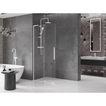 MEXEN/S - Velar L Sprchová zástena posuvná Walk-in 100 x 200, transparent 8 mm, biela 871-100-003-03-20