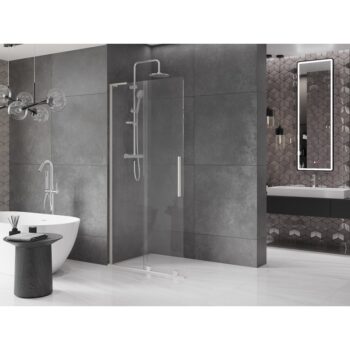 MEXEN/S - Velar L Sprchová zástena posuvná Walk-in 100 x 200, transparent 8 mm, nikel kartáčovaný 871-100-003-03-97
