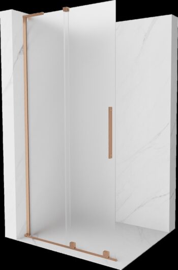 MEXEN/S - Velar L Sprchová zástena posuvná Walk-in 120 x 200, dekor 8 mm, meď kartáčovaná 871-120-003-33-65