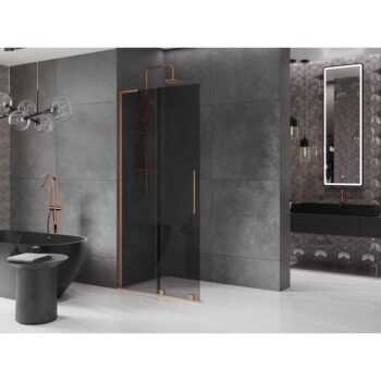 MEXEN/S - Velar L Sprchová zástena posuvná Walk-in 120 x 200, grafit 8 mm, meď kartáčovaná 871-120-003-43-65