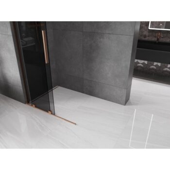 MEXEN/S - Velar L Sprchová zástena posuvná Walk-in 120 x 200, grafit 8 mm, meď kartáčovaná 871-120-003-43-65