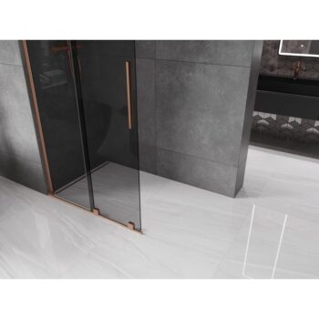 MEXEN/S - Velar L Sprchová zástena posuvná Walk-in 120 x 200, grafit 8 mm, meď kartáčovaná 871-120-003-43-65