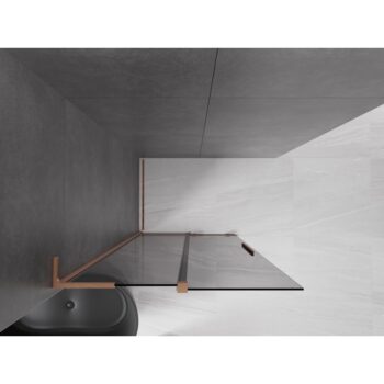 MEXEN/S - Velar L Sprchová zástena posuvná Walk-in 120 x 200, grafit 8 mm, meď kartáčovaná 871-120-003-43-65