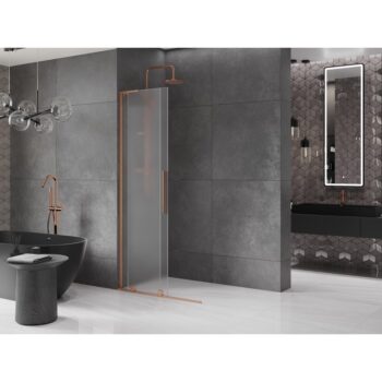 MEXEN/S - Velar L Sprchová zástena posuvná Walk-in 90 x 200, dekor 8 mm, meď kartáčovaná 871-090-003-33-65