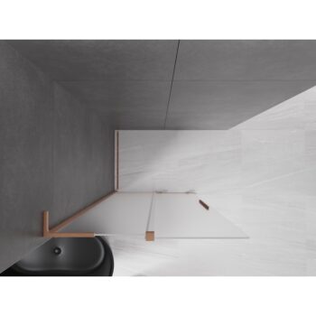 MEXEN/S - Velar L Sprchová zástena posuvná Walk-in 90 x 200, dekor 8 mm, meď kartáčovaná 871-090-003-33-65