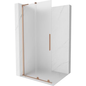 MEXEN/S - Velar L Sprchová zástena posuvná Walk-in 90 x 200, dekor 8 mm, meď kartáčovaná 871-090-003-33-65