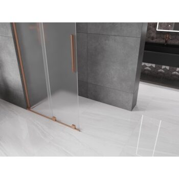 MEXEN/S - Velar L Sprchová zástena posuvná Walk-in 90 x 200, dekor 8 mm, meď kartáčovaná 871-090-003-33-65