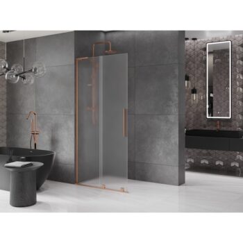 MEXEN/S - Velar L Sprchová zástena posuvná Walk-in 90 x 200, dekor 8 mm, meď kartáčovaná 871-090-003-33-65