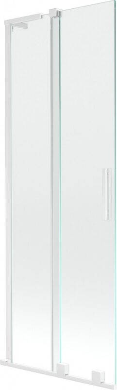 MEXEN/S - Velar L dvojkrídlová posuvná vaňová zástena 75 x 150, transparent, biela 896-075-003-01-20