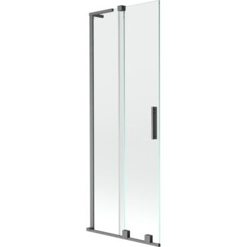 MEXEN/S - Velar L dvojkrídlová posuvná vaňová zástena 75 x 150, transparent, grafit kartáčovaná 896-075-003-01-66