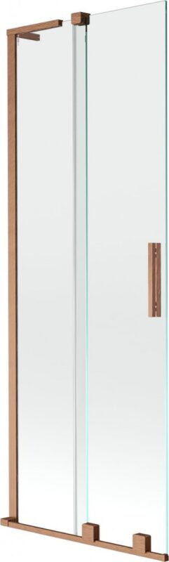 MEXEN/S - Velar L dvojkrídlová posuvná vaňová zástena 75 x 150, transparent, meď kartáčovaná 896-075-003-01-65
