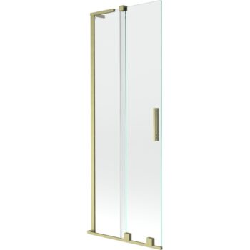 MEXEN/S - Velar L dvojkrídlová posuvná vaňová zástena 75 x 150, transparent, zlatá kartáčovaná 896-075-003-01-55