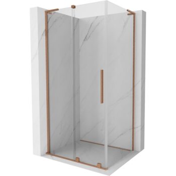 MEXEN/S - Velar L sprchovací kút, posuvné dvere 100 x 110, transparent, meď kartáčovaná 871-100-110-03-65
