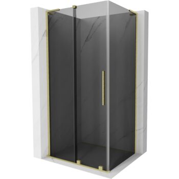 MEXEN/S - Velar L sprchovací kút, posuvné dvere 100 x 120, grafit, zlato kartáčovaná 871-100-120-43-55