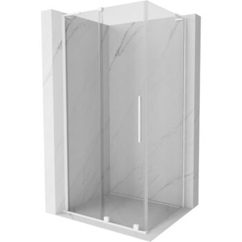 MEXEN/S - Velar L sprchovací kút, posuvné dvere 100 x 75, transparent, biela 871-100-075-03-20