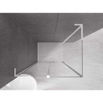 MEXEN/S - Velar L sprchovací kút, posuvné dvere 100 x 75, transparent, biela 871-100-075-03-20