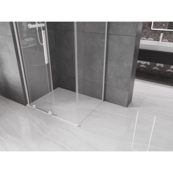 MEXEN/S - Velar L sprchovací kút, posuvné dvere 100 x 75, transparent, biela 871-100-075-03-20