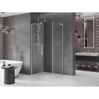 MEXEN/S - Velar L sprchovací kút, posuvné dvere 100 x 75, transparent, chróm 871-100-075-03-01