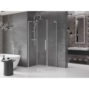 MEXEN/S - Velar L sprchovací kút, posuvné dvere 100 x 75, transparent, chróm 871-100-075-03-01
