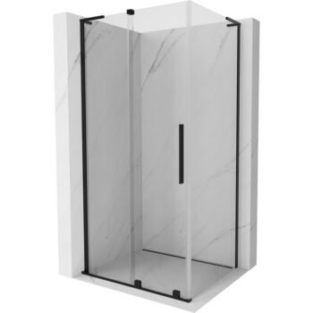 MEXEN/S - Velar L sprchovací kút, posuvné dvere 100 x 75, transparent, čierna 871-100-075-03-70