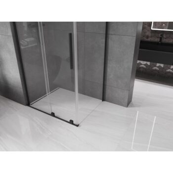 MEXEN/S - Velar L sprchovací kút, posuvné dvere 100 x 75, transparent, čierna 871-100-075-03-70