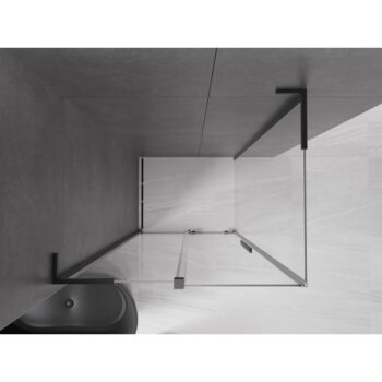 MEXEN/S - Velar L sprchovací kút, posuvné dvere 100 x 75, transparent, čierna 871-100-075-03-70