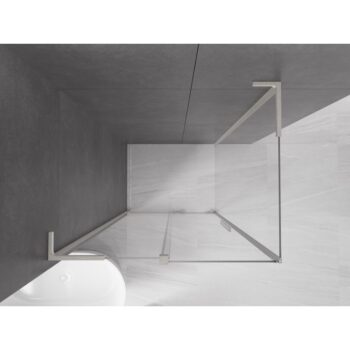 MEXEN/S - Velar L sprchovací kút, posuvné dvere 100 x 75, transparent, nikel kartáčovaný 871-100-075-03-97