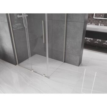 MEXEN/S - Velar L sprchovací kút, posuvné dvere 110 x 75, transparent, nikel kartáčovaný 871-110-075-03-97