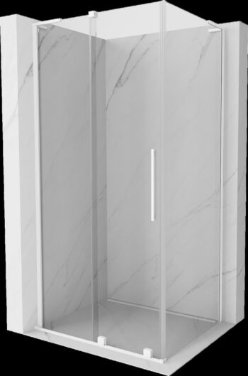 MEXEN/S - Velar L sprchovací kút, posuvné dvere 120 x 75, transparent, biela 871-120-075-03-20