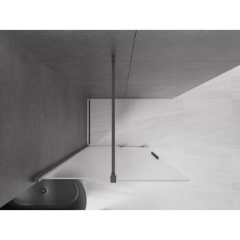 MEXEN/S - Velar Sprchová zástena posuvná Walk-in 120 x 200, dekor 8 mm, grafit kartáčovaná 871-120-000-33-66