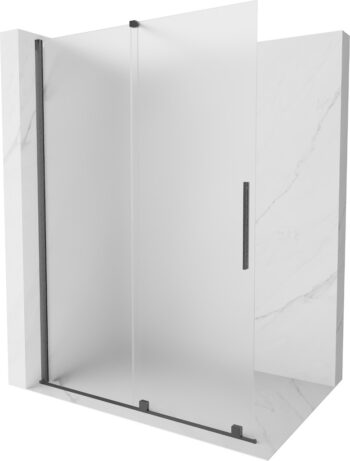 MEXEN/S - Velar Sprchová zástena posuvná Walk-in 130 x 200, dekor 8 mm, grafit kartáčovaná 871-130-000-33-66