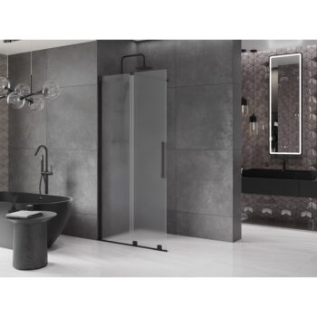 MEXEN/S - Velar Sprchová zástena posuvná Walk-in 70 x 200, dekor 8 mm, čierna 871-070-000-33-70